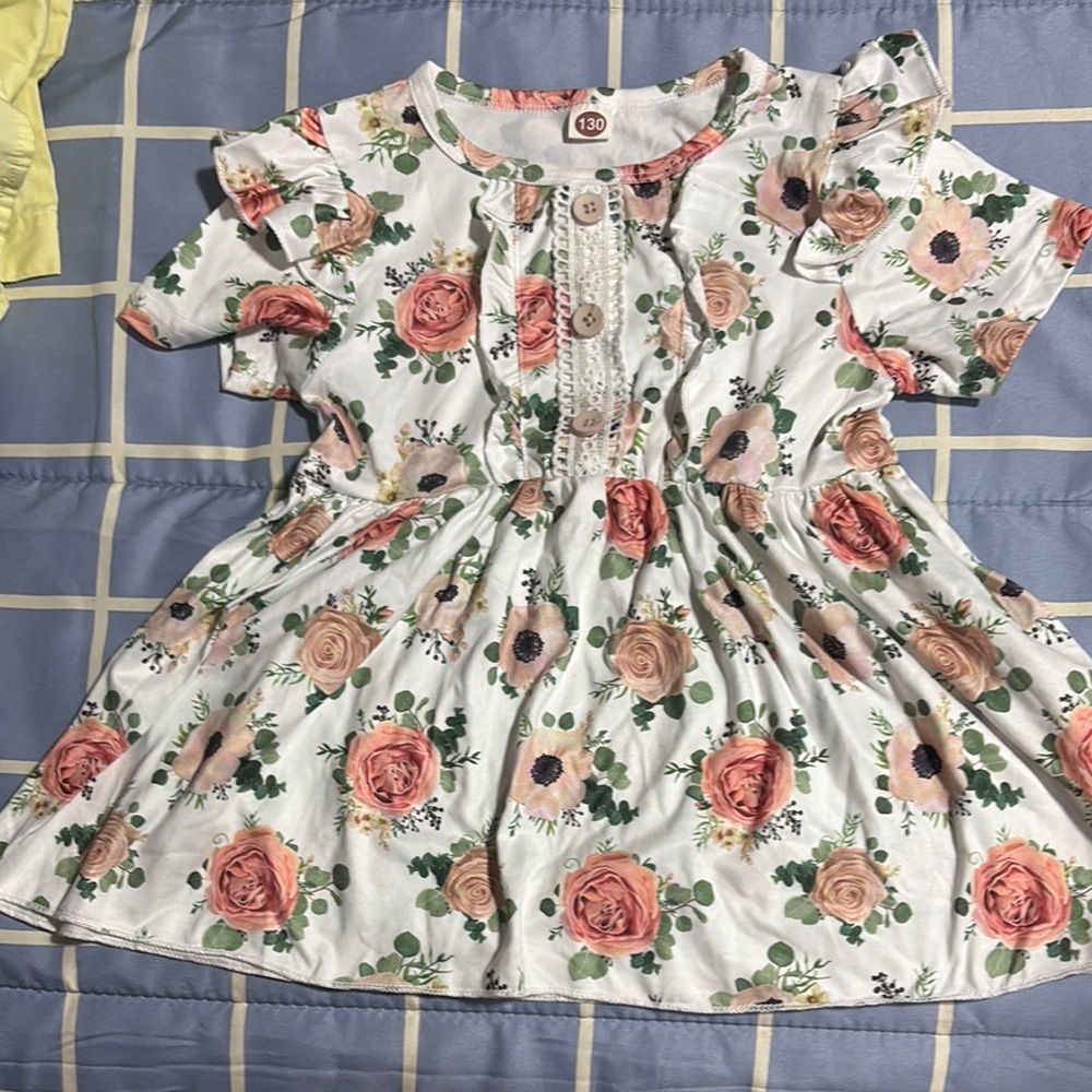 Floral Kids Dress with Ruffle Sleeves